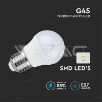 LED žárovka V-TAC 6.5W E27 G45 Plastic 6500K