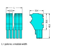 Pružinová svorka Push-in CAGE CLAMP 4mm2 modrá 5pól. WAGO 2022-105/000-006