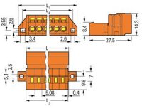 Konektor s pájecími piny CAGE CLAMP 2,5mm2 oranžová 4pól. WAGO 231-634/019-000