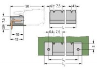 Konektor s pájecími piny THT, pájecí kontakt 1,2x1,2 mm, úhlové, šedá 10pól.