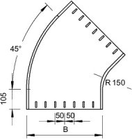 OBO RBU 45 640 A2 Oblouk 45° neděrovaný kulaté provedení 60x400 Nerez ocel