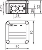 OBO T 40 M20 Odbočné krabice se M20 otvory 90x90x52 světle šedá Polypropylén PP