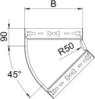 OBO RBM 45 310 FS Oblouk 45° Magic 35 vodorovný s rychlospojkou 35x100 Ocel