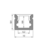 Přisazený hliníkový profil PT černý, 10x8 mm, včetně čirého difuzoru 1m