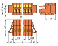 Pružinová svorka CAGE CLAMP 1,5mm2 oranžová 9pól. WAGO 734-209/037-000