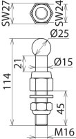 Kulový bod se závitem D 25 mm DB číslo mat. 157542 Z.-Nr. 3 Ebgw 01.63