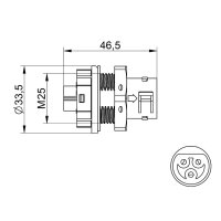 Zástrčka WP3/EM32 konektorová panelová ELEKTRO BEČOV J514610