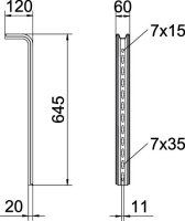 TPS 645 FS Závěs TP, pro vodorovné betonové stropy, L645mm, Ocel, St OBO 6364365