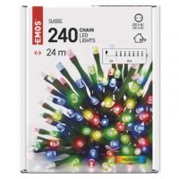 LED vánoční řetěz, 24 m, venkovní i vnitřní, multicolor, časovač EMOS D4AM05