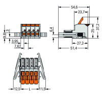 Pružinová svorka Páčka CAGE CLAMP sv.šedá 10mm2 2pól. WAGO 831-1102/037-000