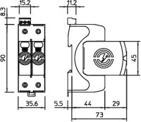 OBO V20-2+FS-280 Svodič přepětí, typ 2, 2P, 40kA(8/20),DS, 280V