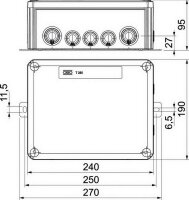 Odbočná krabice OBO T250ED 4x16AD T250 s průchodkami, pro datovou techniku, 4×16