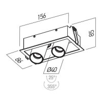 XCANON REC. DOWNLIGHT RND. W. RIM 2x7W 3