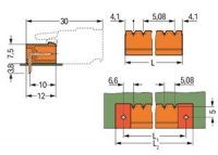 Konektor s pájecími piny THT, pájecí kontakt 1,0x1,0 mm, úhlové, oranžová 2pól.