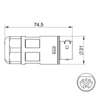 Zástrčka WP3/M32 konektorová kabelová ELEKTRO BEČOV J514510