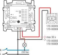 Přístroj stmívače tlačítkového 3-200W zátěž LED R,C,CFLi  2vodiče NIKO 310-02900