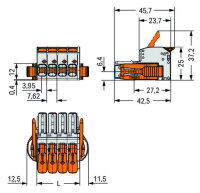 Pružinová svorka Páčka CAGE CLAMP sv.šedá 10mm2 2pól. WAGO 831-1102/038-000