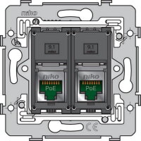 Spodek zásuvky 2xRJ45 STP (stíněné) CAT.5E PoE bez rozpěrek NIKO 170-79256