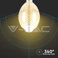 LED žárovka V-TAC 8W Double Filament E27 BF180 Amber Dimmable 2000K VT-2168D