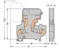 2vodičová pojistková svorka pro trubičkové pojistky 1/4x1 mm, šedá