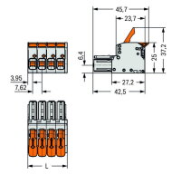 Pružinová svorka Páčka Push-in CAGE CLAMP světle šedá 10mm2 2pól. WAGO 831-1102