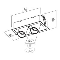 XCANON REC. DOWNLIGHT RND. W. RIM 2x7W 3