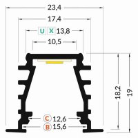 AL profil FKU50 BC/UX pro LED, s plexi, 1m, elox FK TECHNICS 4737616-S