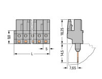 Konektor (zásuvka) pro řadové svorky, kolíky 0,6x1 mm 11pól.