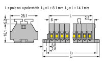 2vodičová svorkovnice s upevňovacími přírubami šedá 0,08-2,5mm2 4pól.