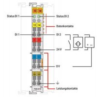 2kanálový binární vstup DC 24V 3 ms světle šedá WAGO 750-410