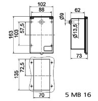 Přívodka vestavná Caravan výklopná 16A 3p 230V IP44 6h bílý rámeček, bez těsnění