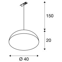 FORCHINI M pendant 40cm round black/gold E27 incl. black 1-circuit adapter