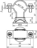 Podpěra vedení pro vodič HVI power D 27-30 mm, s plastovou základnou, nerez