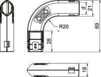 OBO 3000 BMS M16 LGR Quick Pipe oblouk 90°, M16, světle šedá, Polypropylen