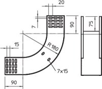 OBO RBV 820 S FT Svislý oblouk 90°, stoupající, 85x200, Ocel, žárově zinkováno