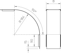 OBO DBV 60 200 F A4 Víko svislého oblouku 90° klesající B200mm Nerez