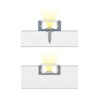 Přisazený hliníkový profil PG2 16x8mm včetně čirého difuzoru 1m