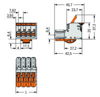 Pružinová svorka Páčka CAGE CLAMP sv.šedá 10mm2 2pól. WAGO 831-1102/322-000