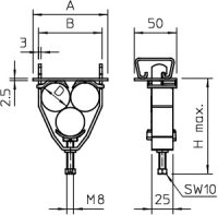 Třmenová příchytka OBO 2056U-E28 FT pro 3 jednožilové kabely 25-28mm Ocel