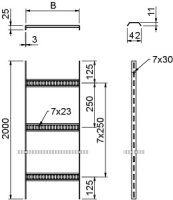 OBO SL 42 100 FT Kabelový žebřík pro lodě děrovaná bočnice 25x106x2000 Ocel