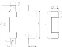 Válcová pojistka CH14x51 gPV 16A/1000V ETI 002637105