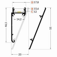 FKU59-1M-EL AL profil FKU59 BCD pro LED, bez plexi, 1m, elox FK TECHNICS 4739007