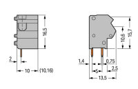 Svorka s možností řad. připojení na DPS, 2,5 mm2, světle šedá 1pól. WAGO 254-863