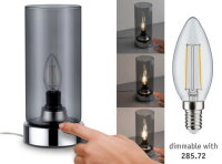 Stolní lampa Pinja dotykový vypínač 1-ramenné chrom/kouřové sklo 770.56 77056