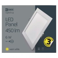 LED vestavné svítidlo PROFI, čtvercové, bílé, 6W teplá bílá EMOS ZD2121