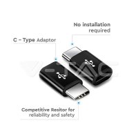 Micro USB To Type C Adaptor Black , VT-5