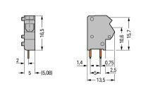 Svorka s možností řad. připojení na DPS, 2,5 mm2, Šedá 1pól. WAGO 254-451