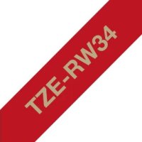 BROTHER TZe-RW34 vínově červená / zlatá (12mm, 4m, pruhovaná)