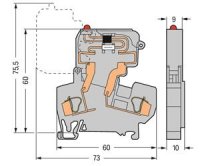 2vodičová pojistková svorka pro trubičkové pojistky 1/4x1 mm, šedá