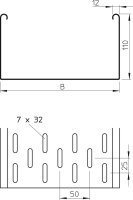 OBO MKS 120 FS Kabelový žlab MKS děrovaný se spojkami 110x200x3000 Ocel pás.zink